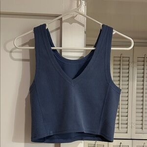 Lululemon Blue Ribbed V-Neck Crop Top size 6